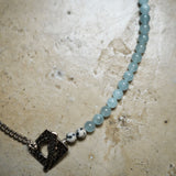 Ice Ice Baby Silver Necklace with Aquamarine and Dalmatian Jasper