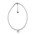 Quartz necklace with heart shaped swarovski pendant 