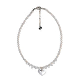 Quartz necklace with heart shaped swarovski pendant 