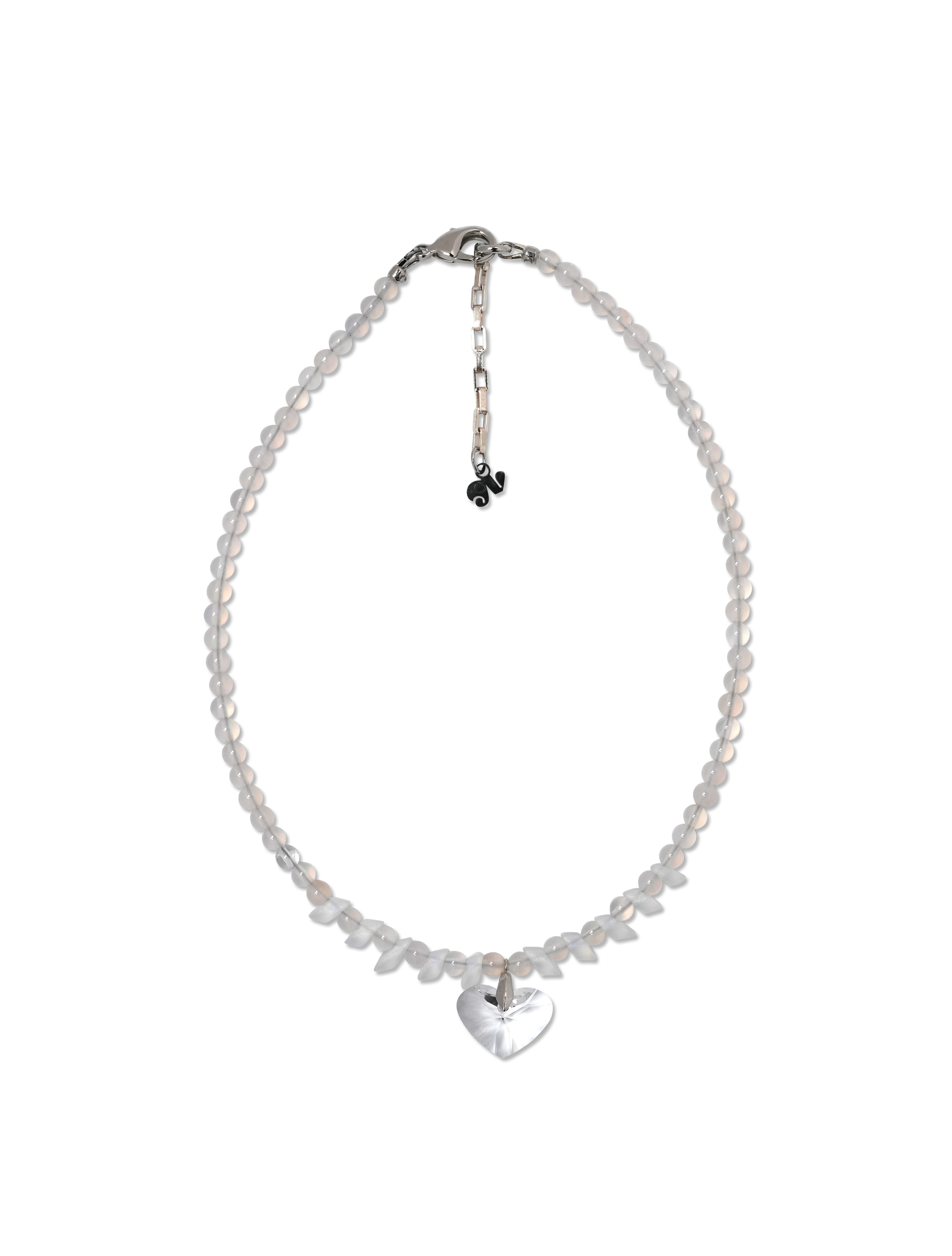 Quartz necklace with heart shaped swarovski pendant 