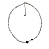 silver necklace wih three black agates