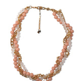 Collier torsadé rose poussiéreux perle