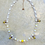 Wear Me And Be Happy Necklace with Quartz, White Coral and Bumble Bee