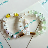MORE IS MORE quartz, rose quartz, kunzite and cat eye bracelet