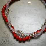 Beadtiful Red Twisted Necklace with Quartz