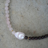 Liora Necklace - Garnet & Rose Quartz