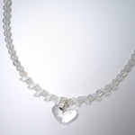 Quartz necklace with heart shaped swarovski pendant 