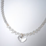 Quartz necklace with heart shaped swarovski pendant 