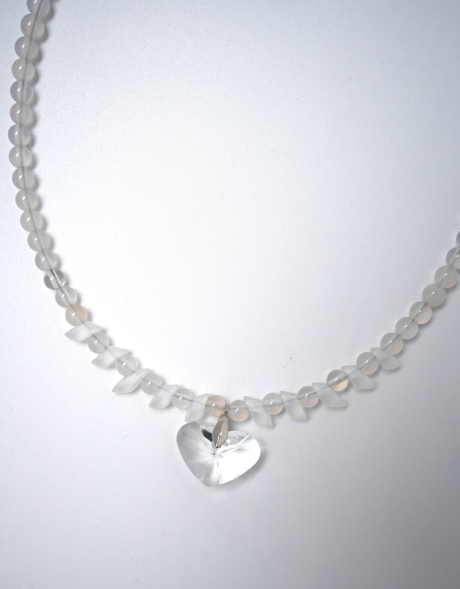 Quartz necklace with heart shaped swarovski pendant 