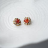 GV Clip vintage sur les boucles d'oreilles rouges