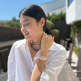 AMP UP YOUR VIBE BRACELET | Brazilian Clear Quartz nuggets on 18k Gold Plated slider clasp with mantra