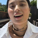 AMP UP YOUR VIBE EARRINGS | Brazilian Prism Faceted Clear Quartz & Mini round sphere Black Agate