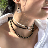 AMP UP YOUR VIBE EARRINGS | Brazilian Prism Faceted Clear Quartz & Mini round sphere Black Agate