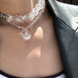 IT'S A JOYRIDE NECKLACE | Brazilian Clear Quartz nuggets & round sphere Dalmatian Jasper