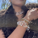 AMP UP YOUR VIBE BRACELET | Cushion Faceted Brazilian Clear Quartz & mini colored beads