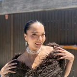 AMP UP YOUR VIBE NECKLACE | Brazilian Oblong Clear Quartz & Mini Round sphere Black Agate