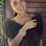 AMP UP YOUR VIBE BRACELET | Brazilian Barrel Cut Clear Quartz on 18K gold plated double loop chain