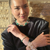 AMP UP YOUR VIBE NECKLACE | Oblong Brazilian Clear Quartz & Round Sphere Malachite