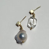 AMP UP YOUR VIBE EARRINGS | Brazilian Clear Quartz & Freshwater pearls