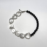 YOU ARE SHIELDED NECKLACE | Brazilian Polished varied oval shaped Milky Quartz & Black Agate