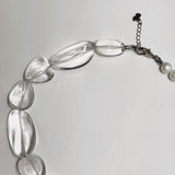 AMP UP YOUR VIBE NECKLACE | Brazilian Polished varied oval shaped Milky Quartz & Japanese matte white pearls