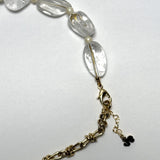 AMP UP YOUR VIBE NECKLACE | Polished Oval Brazilian Milky Quartz & 18K gold plated chain