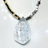 GOTTA MANIFEST NECKLACE | The Himalayan Region Enhydro Quartz pendant on 18K gold plated and silver beads