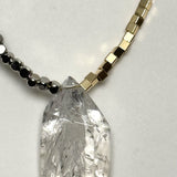 GOTTA MANIFEST NECKLACE | The Himalayan Region Enhydro Quartz pendant on 18K gold plated and silver beads