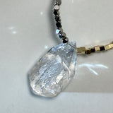 GOTTA MANIFEST NECKLACE | The Himalayan Region Enhydro Quartz pendant on 18K gold plated and silver beads