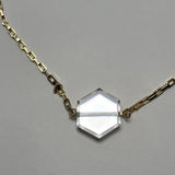 AMP UP YOUR VIBE NECKLACE | Brazilian Octagon faceted Clear Quartz pendant on 18K gold plated chain