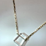 AMP UP YOUR VIBE NECKLACE | Brazilian Trapezoid faceted Clear Quartz Pendant on 18K gold plated chain
