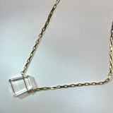 AMP UP YOUR VIBE NECKLACE | Brazilian Trapezoid faceted Clear Quartz Pendant on 18K gold plated chain