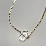AMP UP YOUR VIBE NECKLACE | Brazilian Hexagon faceted Clear Quartz pendant on 18K gold plated chain