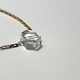 AMP UP YOUR VIBE NECKLACE | Brazilian Hexagon faceted Clear Quartz pendant on 18K gold plated chain