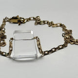 AMP UP YOUR VIBE NECKLACE | Brazilian Trapezoid faceted Clear Quartz Pendant on 18K gold plated chain