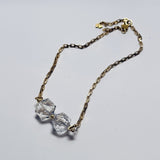 AMP UP YOUR VIBE NECKLACE | Brazilian Briolette faceted Clear Quartz pendant on 18K gold plated chain