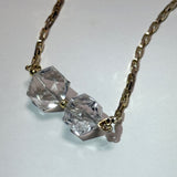 AMP UP YOUR VIBE NECKLACE | Brazilian Briolette faceted Clear Quartz pendant on 18K gold plated chain