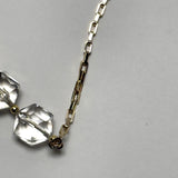AMP UP YOUR VIBE NECKLACE | Brazilian Briolette faceted Clear Quartz pendant on 18K gold plated chain