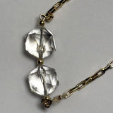 AMP UP YOUR VIBE NECKLACE | Brazilian Briolette faceted Clear Quartz pendant on 18K gold plated chain