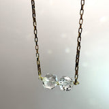 AMP UP YOUR VIBE NECKLACE | Brazilian Briolette faceted Clear Quartz pendant on 18K gold plated chain