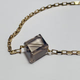 HEY TRANSFORMER NECKLACE | Brazilian Diamond faceted Smoky Quartz on 18K gold plated chain