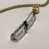AMP UP YOUR VIBE NECKLACE | Brazilian Elongated rectangular Clear Quartz pendant on 18K gold plated chain