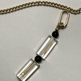 AMP UP YOUR VIBE NECKLACE | Brazilian Elongated rectangular Clear Quartz pendant on 18K gold plated chain
