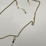 AMP UP YOUR VIBE NECKLACE | Brazilian Elongated rectangular Clear Quartz pendant on 18K gold plated chain