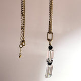 AMP UP YOUR VIBE NECKLACE | Brazilian Elongated rectangular Clear Quartz pendant on 18K gold plated chain