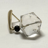 AMP UP YOUR VIBE EARRINGS | Brazilian Prism Faceted Clear Quartz & Mini round sphere Black Agate