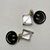 AMP UP YOUR VIBE EARRINGS | Brazilian Cushioned cut Clear Quartz with Smiley face charm