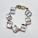 AMP UP YOUR VIBE BRACELET | Cushion Faceted Brazilian Clear Quartz & mini colored beads