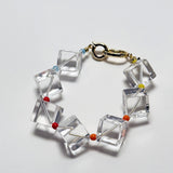 AMP UP YOUR VIBE BRACELET | Cushion Faceted Brazilian Clear Quartz & mini colored beads