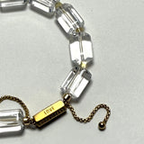 AMP UP YOUR VIBE BRACELET | Brazilian Barrel Cut Clear Quartz on 18K gold plated slider clasp with Mantra